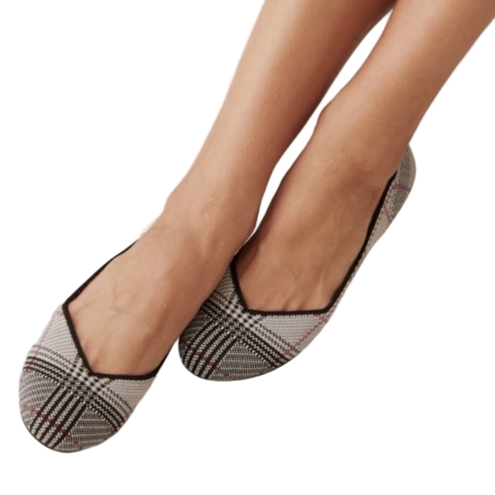 💖 Rothy’s NWOT The Flat Retired Round Toe Flats in Grey Glen Plaid Size 7